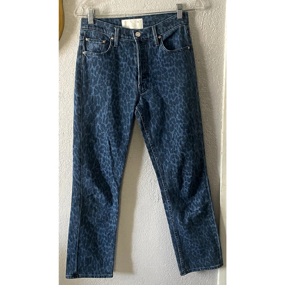 MOTHER Tomcat Ankle Jeans Sinister Animal Leopard Rigid Denim Size 26 - Picture 3 of 11